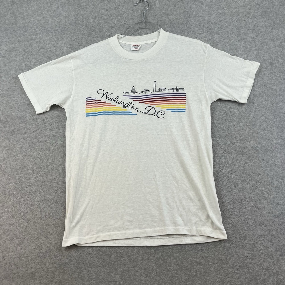 Vintage‎ 70s Washington D.C. Graphic T Shirt  Rainbow L Pride LGBT Single Stitch